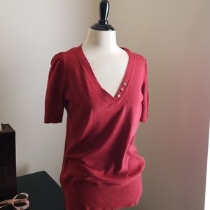 100% cotton Red Henley sweater